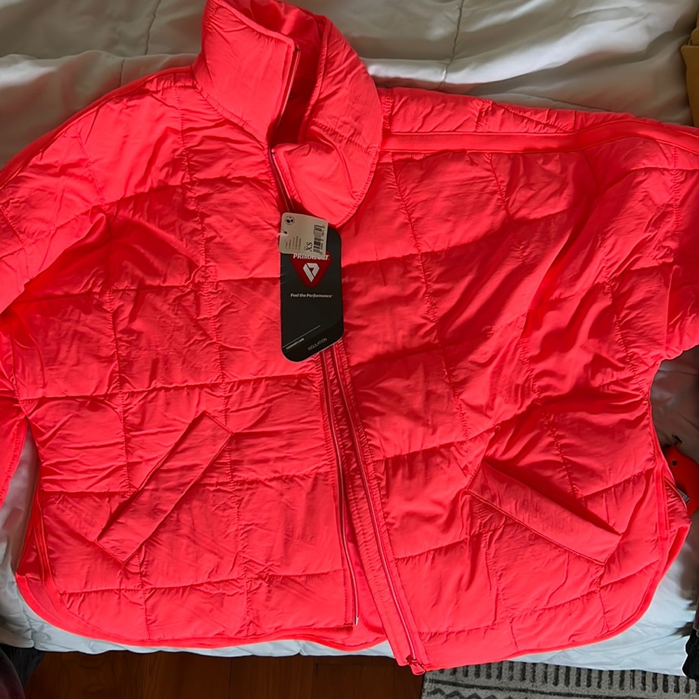 Free People Pippa primaloft jacket! NWT XS in hot pink/orange color